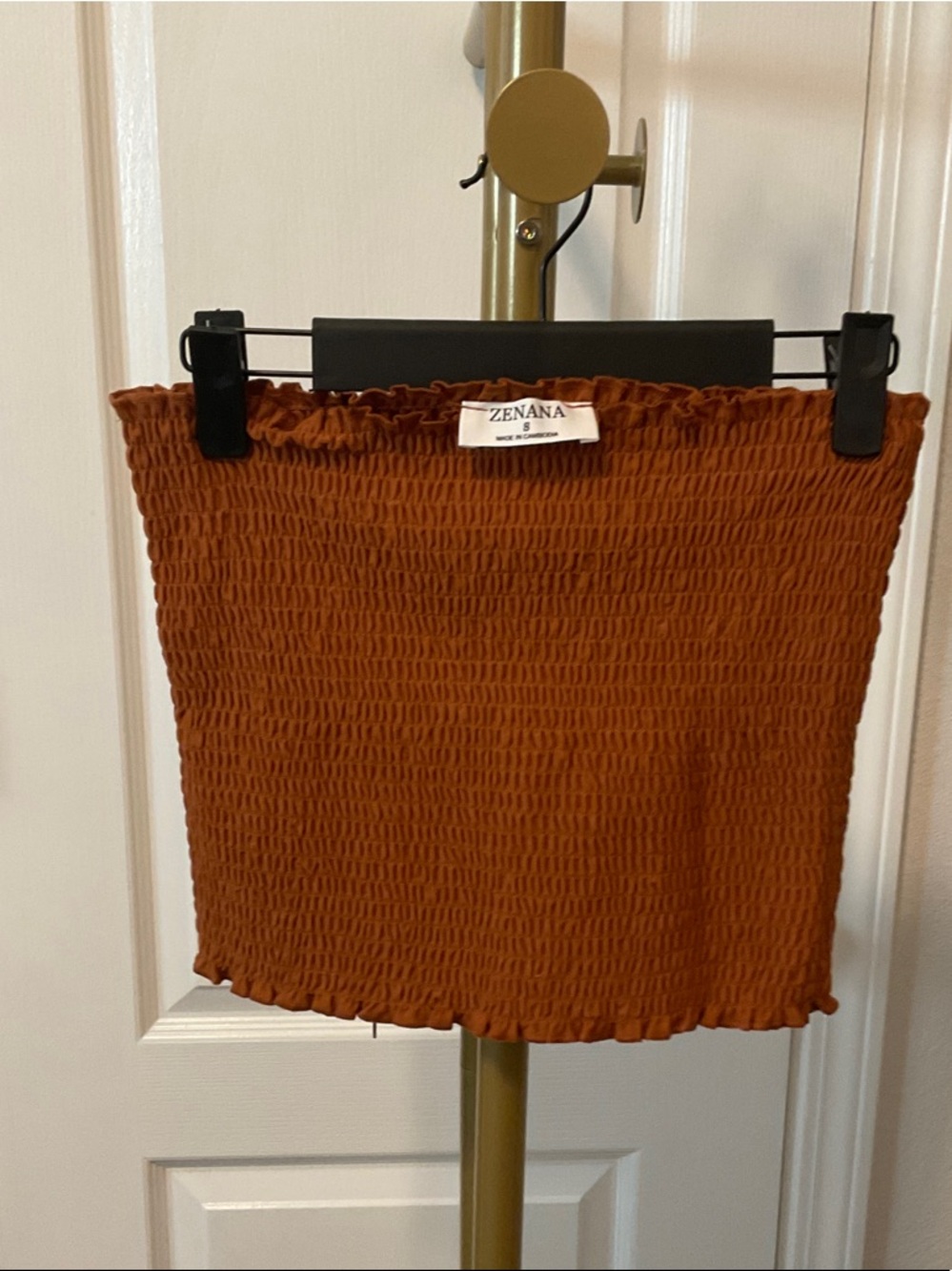 Zenana Outfitters Rust Smocked Tube Top